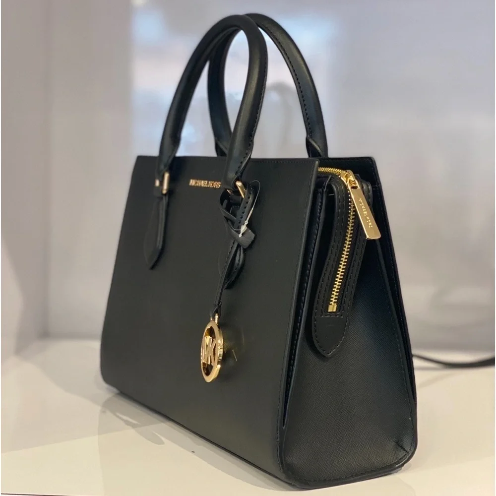 Michael Kors Sheila Medium Satchel Crossbody Bag Black